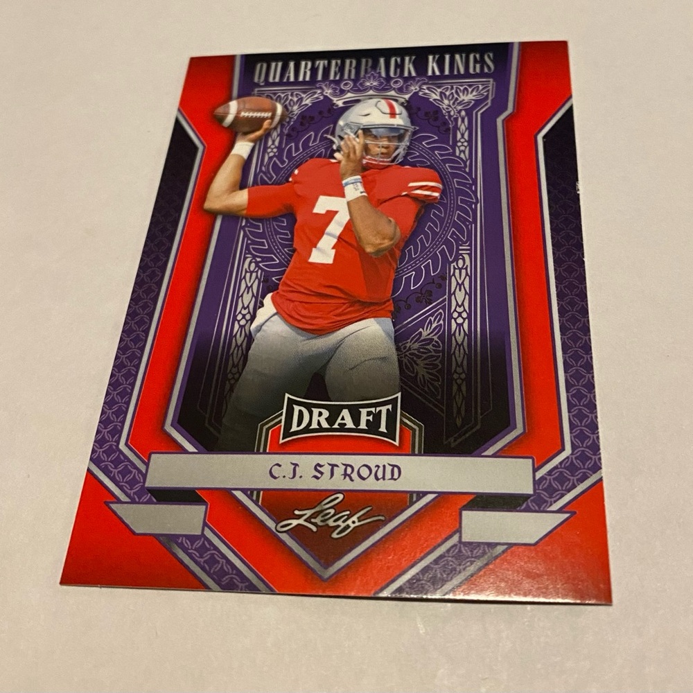 C.J. Stroud RC Rookie 2023 Red Leaf Football Card #90 Draft Ohio State - Picture 3 of 3